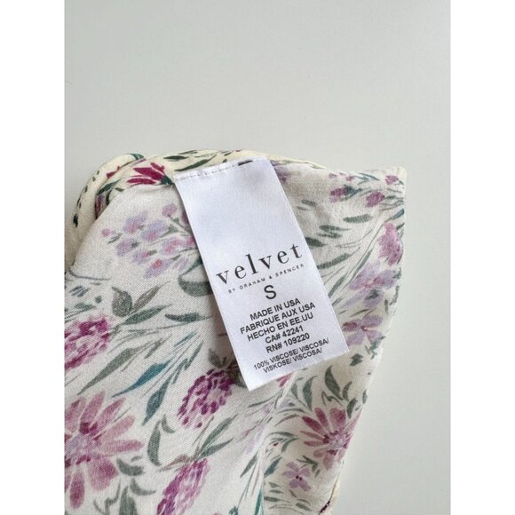 VELVET GRAHAM & SPENCER Yellow Floral Challis Draped Surplice Blouse, Size S - Picture 9 of 10